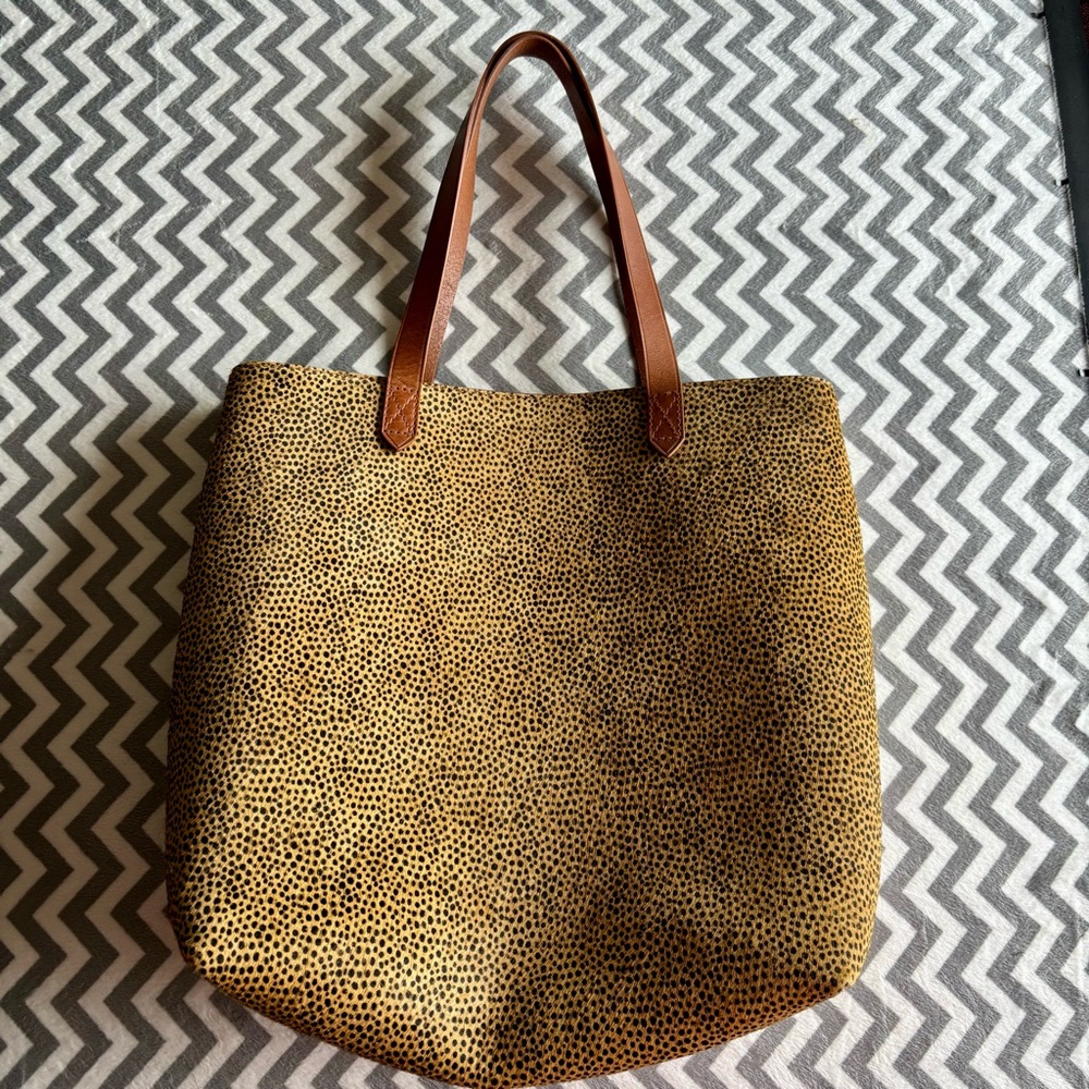 Madewell Transport Tote Autumn Gold Spotted Calf Hair NWT Crossbody Strap Incl